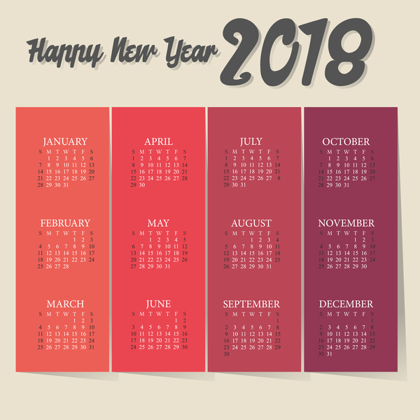 vintage red calendar 2018 