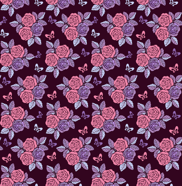 vintage seamless roses purple pattern 