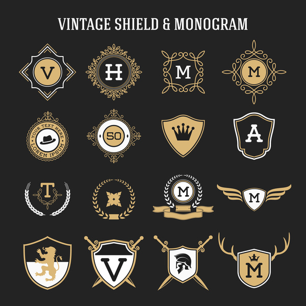 vintage shield monogram  