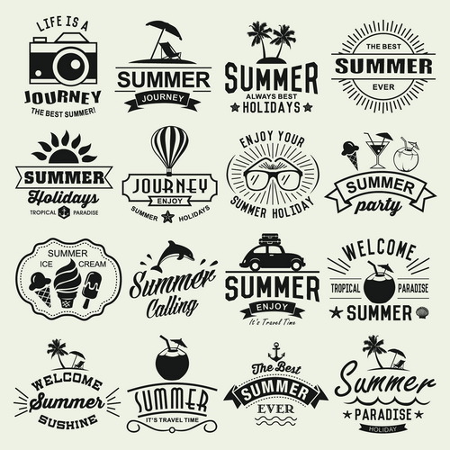 vintage typography summer logos holiday 