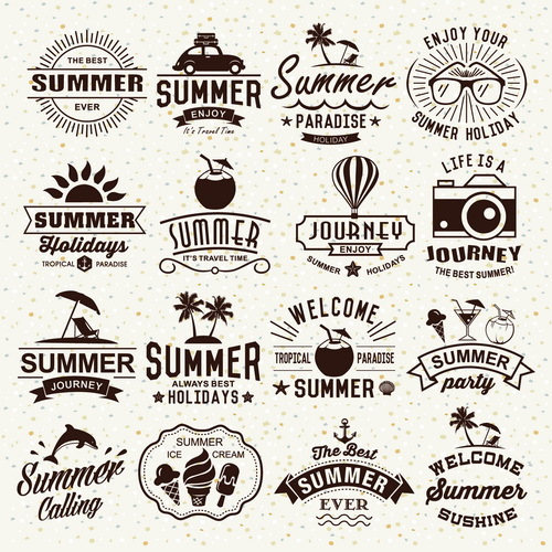 vintage typography summer logos holiday 