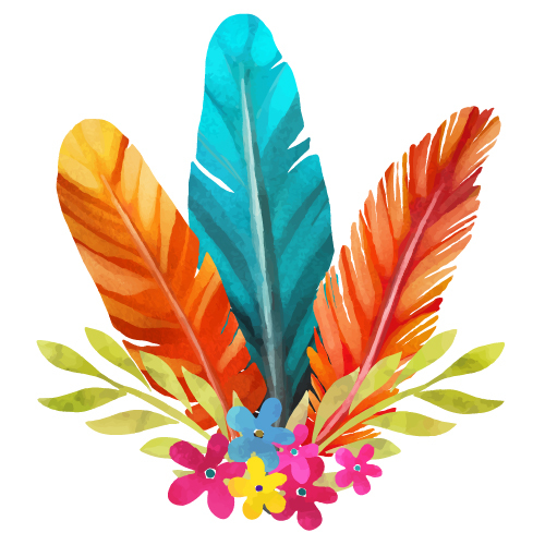 watercolor flower feather 