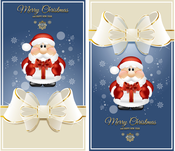 white christmas cards bows blue 
