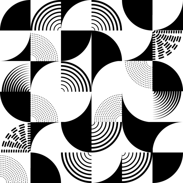 white seamless pattern Geometry black 