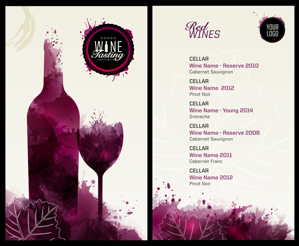 wine Watecolor styles menu 
