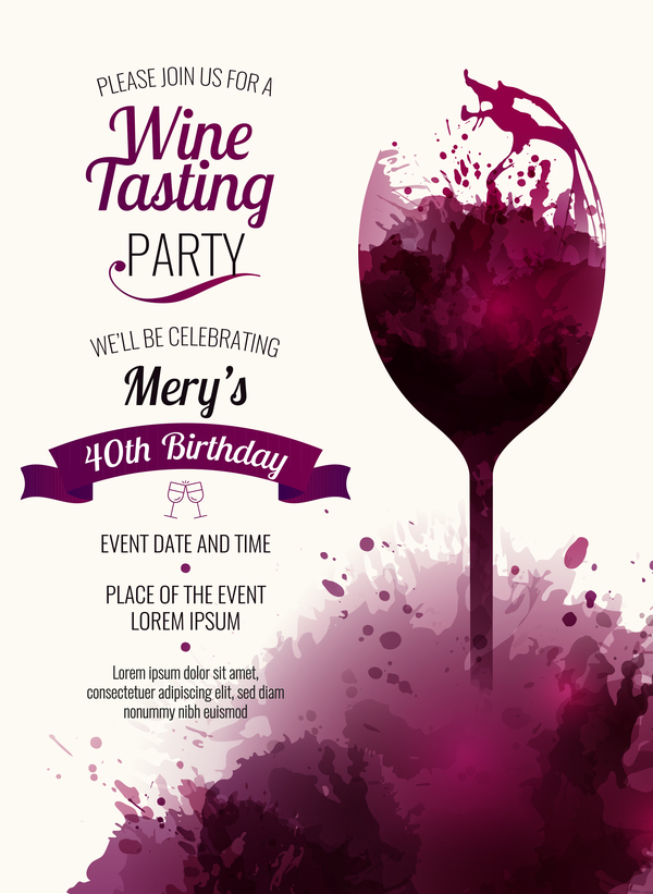 wine watercolor poster party 