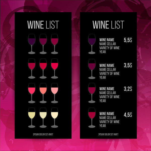 wine red price list circles 