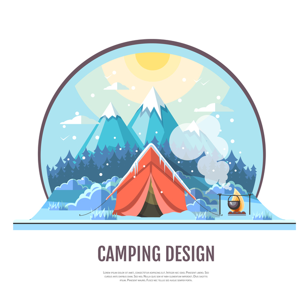 winter tent camping 