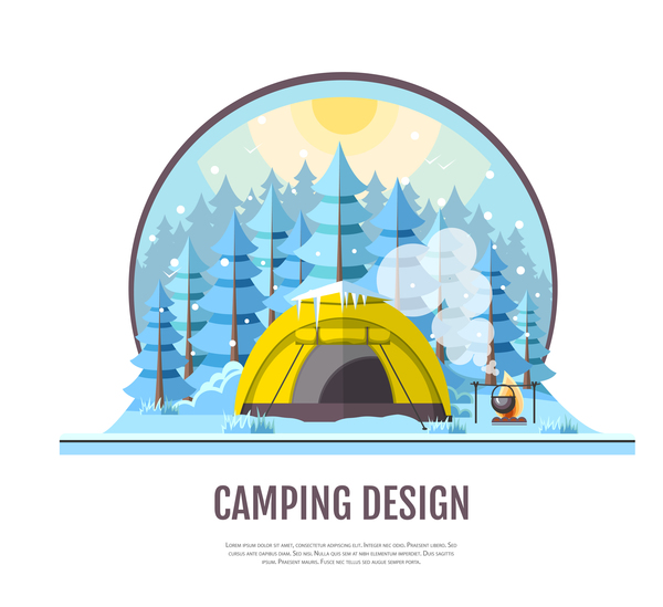 winter tent camping  