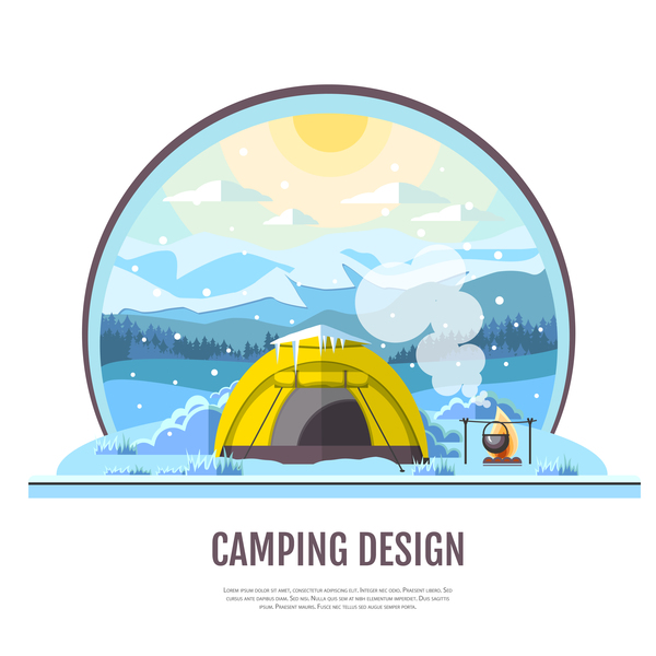 winter tent camping 