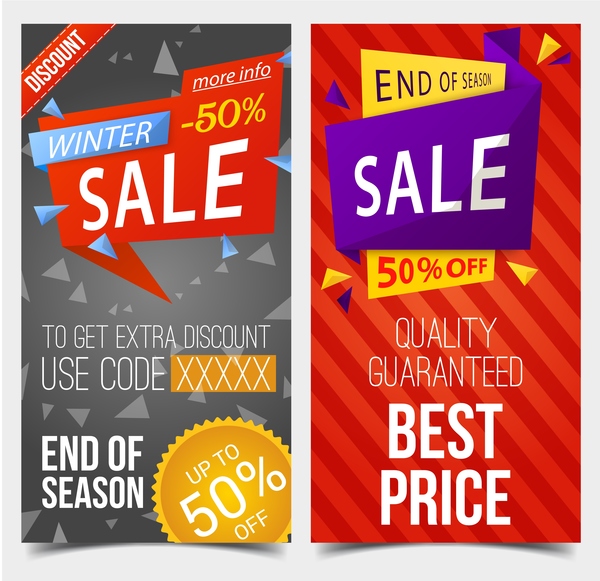 winter sale discount banners 