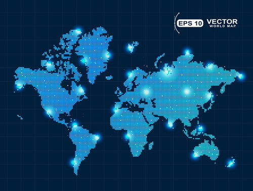 world map light dot 