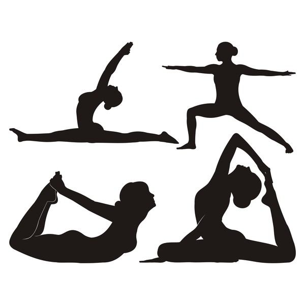 yoga silhouette pose black 