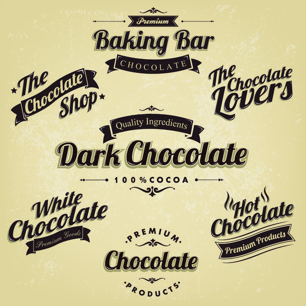 Vintege labels chocolate bar baking 