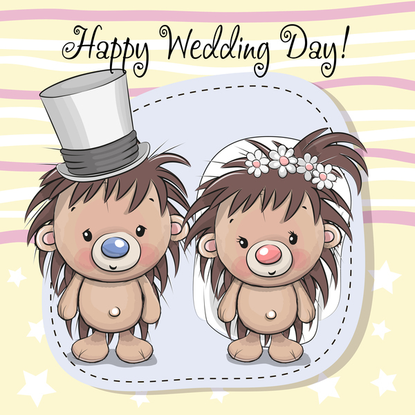 wedding invitation hedgehogs cartoon card 