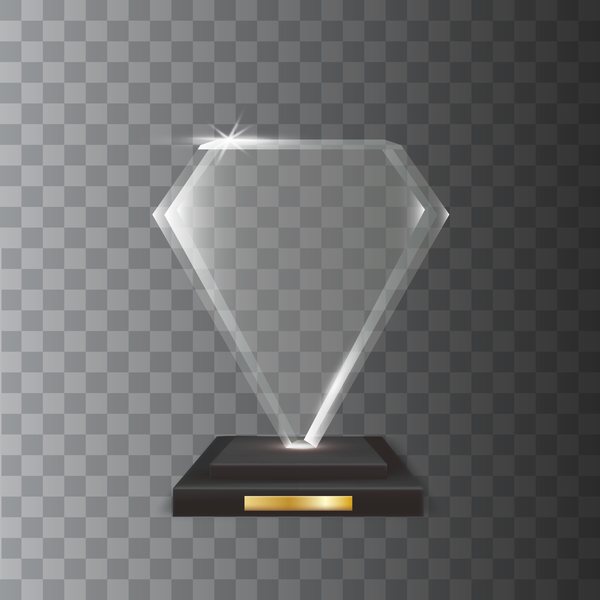 trophy shape glass diamond award acrylic 