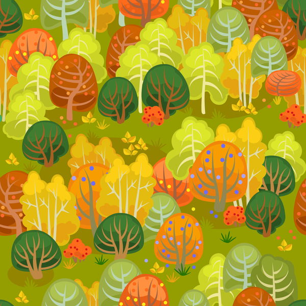 seamless pattern forest autumn 