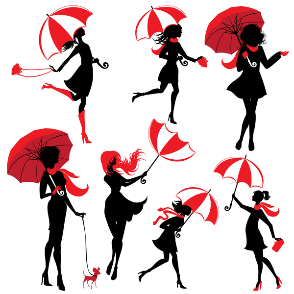 umbrella silhouette girl 