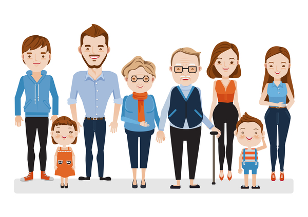 happy family cartoon illustration vector 04 - WeLoveSoLo