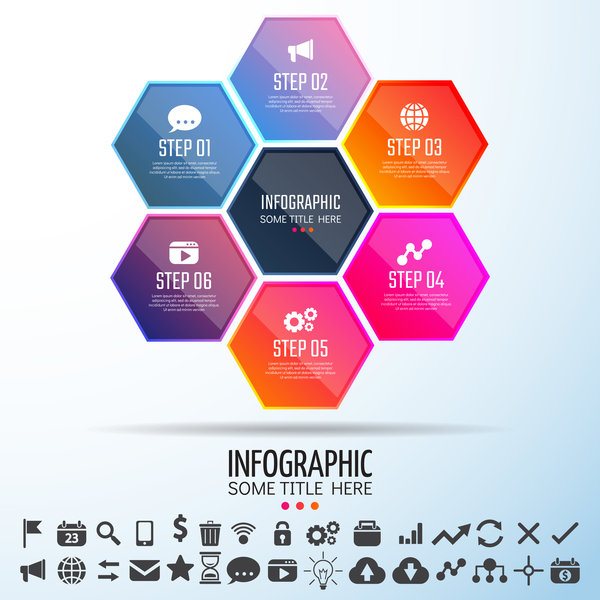 infographic hexagon colored 