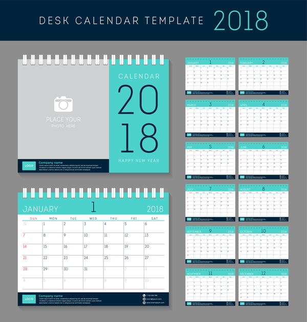 light green disk calendar 2018 