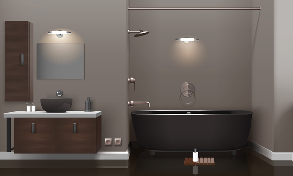 realistic modern interior bathroom 