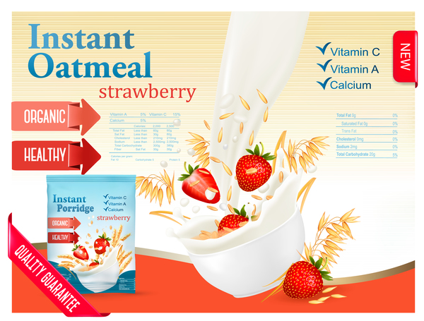 wheat strawberry poster oatmeal milk 