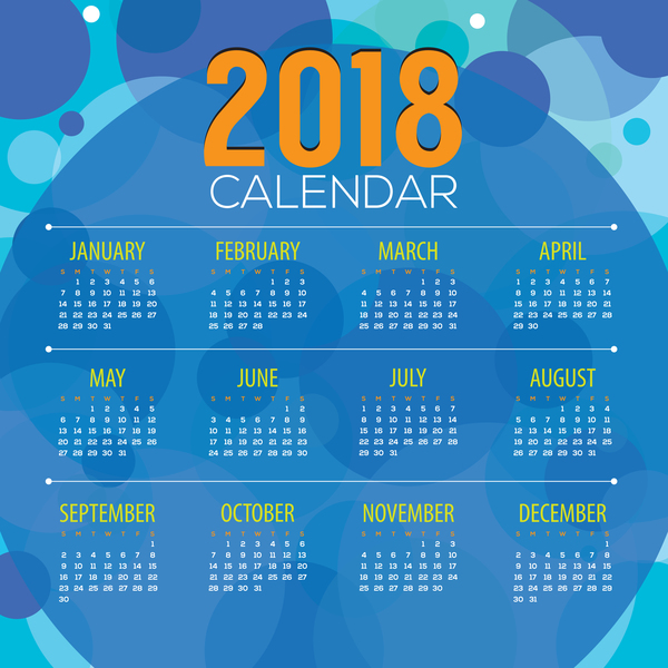 calendario blu astratto 2018 