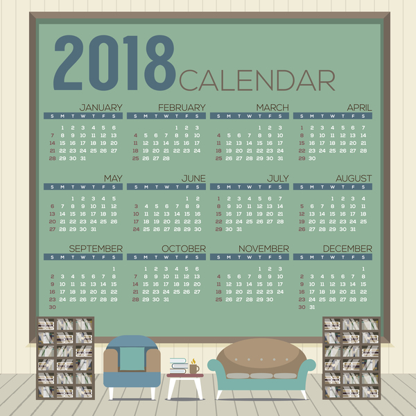 、2018 年カレンダー、市 