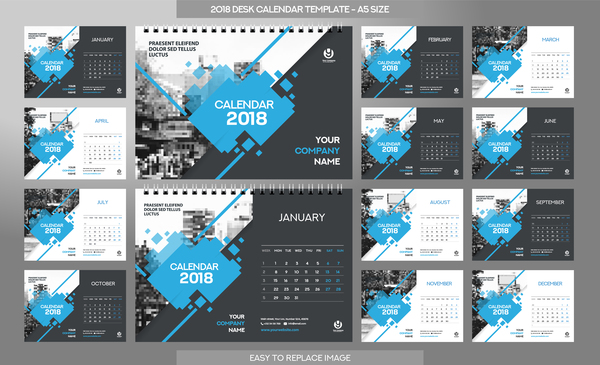 、2018 年カレンダー、デスク 