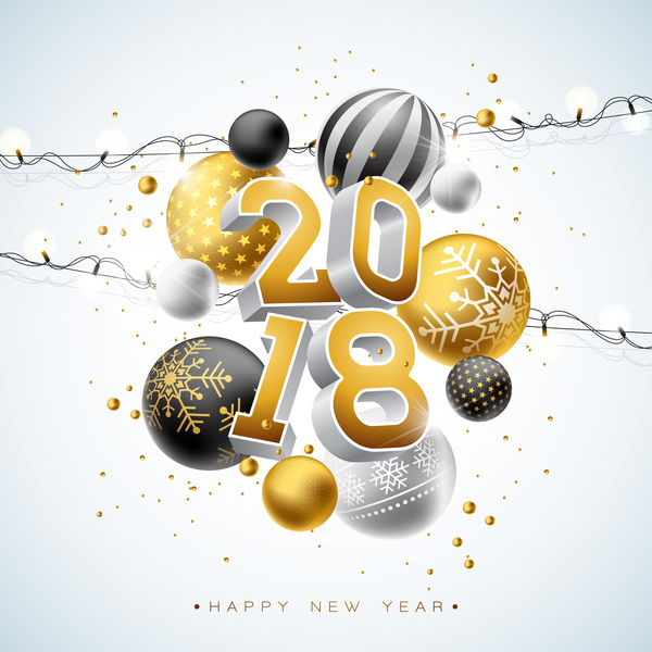 装飾 新しい年 光 、2018、ボール、電球 