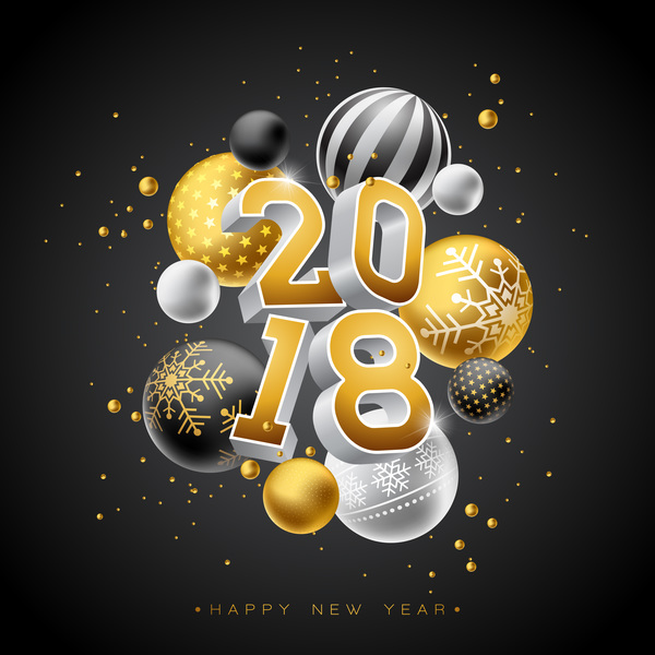 、2018、ボール、装飾、新しい年 