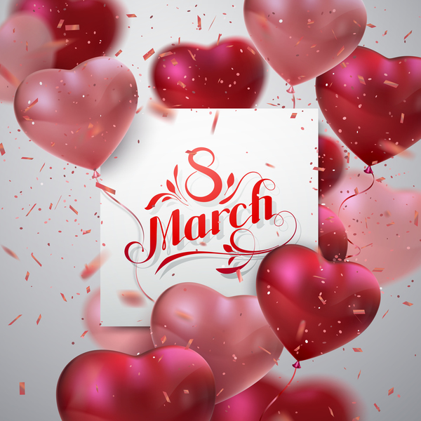 women's tag März Luftballons Karte Herzen form 