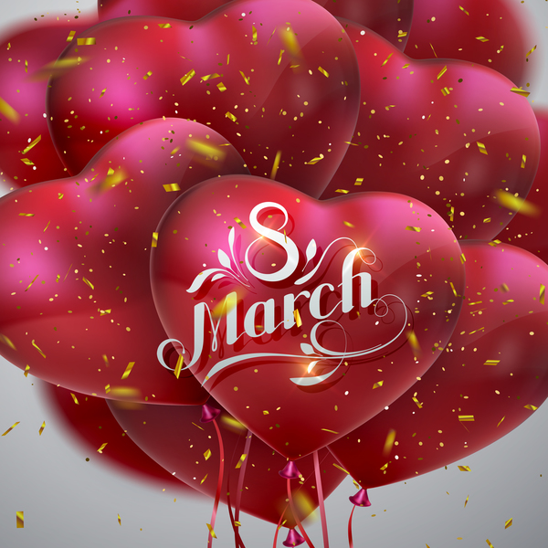 women's tag März Luftballons Karte Herzen form 