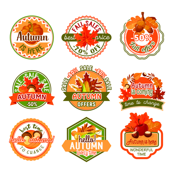 Verkauf Herbst Etiketten Abzeichen 