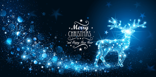 Weihnachten leuchtet Hirsch blau Abstrakt 