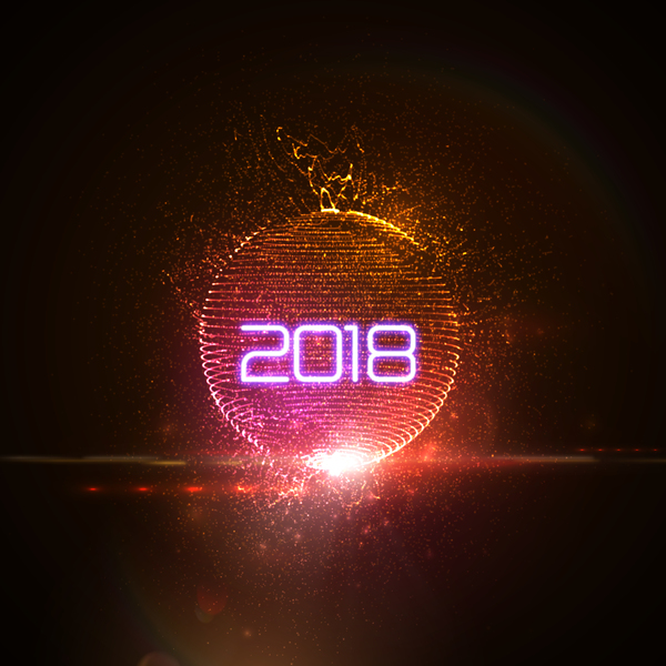 、2018 年に抽象的な、ライト、新しい、球、年 