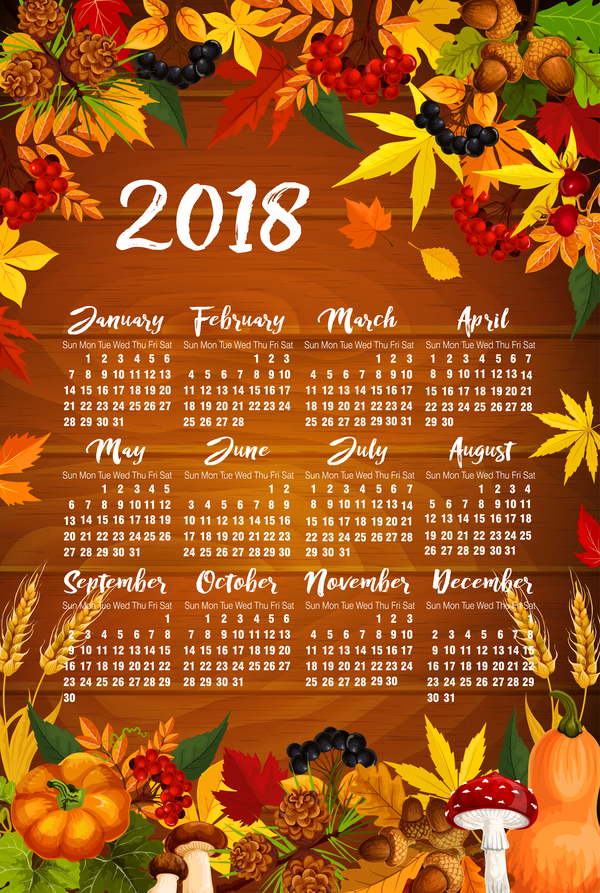 、2018 年秋、カレンダー、スタイル 