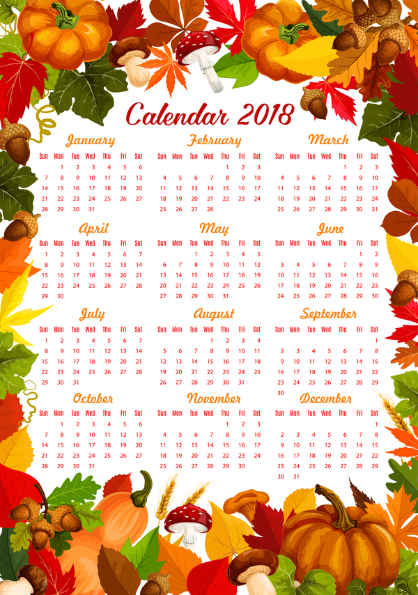 、2018 年秋、カレンダー、スタイル 
