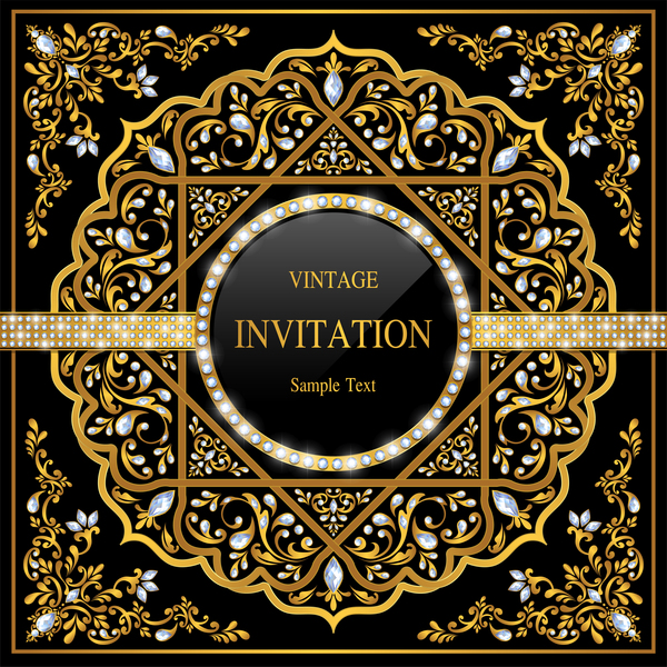 Schwarz Luxus Karte Einladung 
