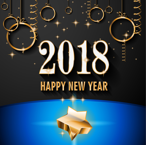 Nuovo Nero Natale dorato decorazione blu anno 2018 