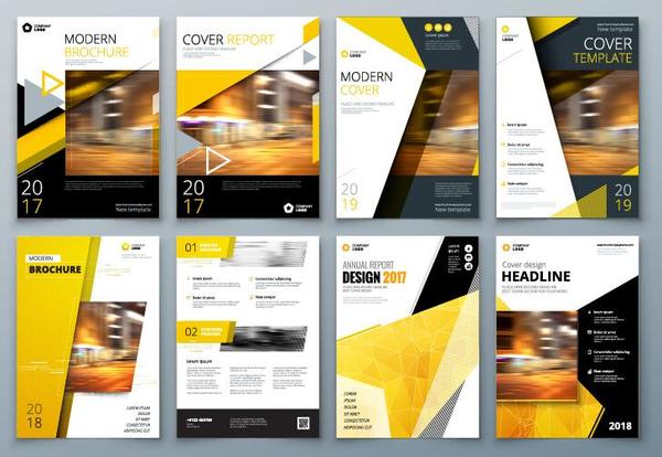 Nero giallo flyer copertura brochure aziendali 