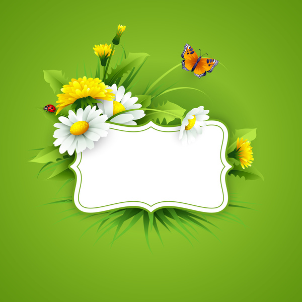 verde primavera Fiore etichetta bianco 