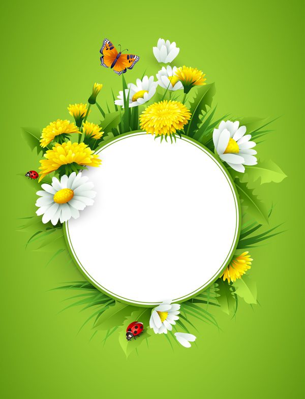 vert printemps fleur étiqueter blanc 