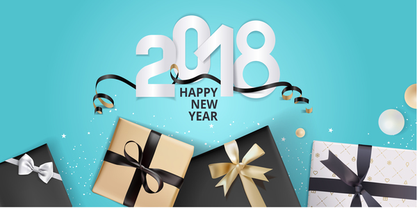 Neu Jahr Geschenk blau 2018 