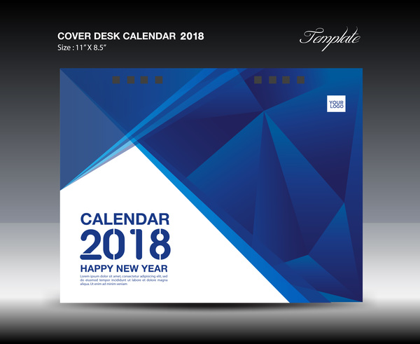 Schreibtisch Kalender decken blau 2018  