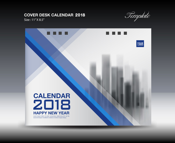 täcka skrivbord Kalender blå 2018 