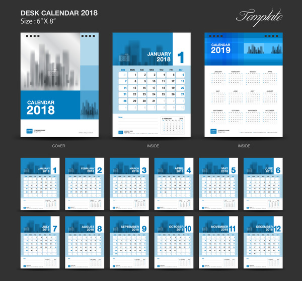 Schreibtisch Kalender blau 2018  