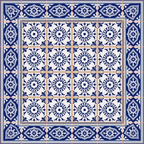 Muster Keramik Fliese Dekor blau  