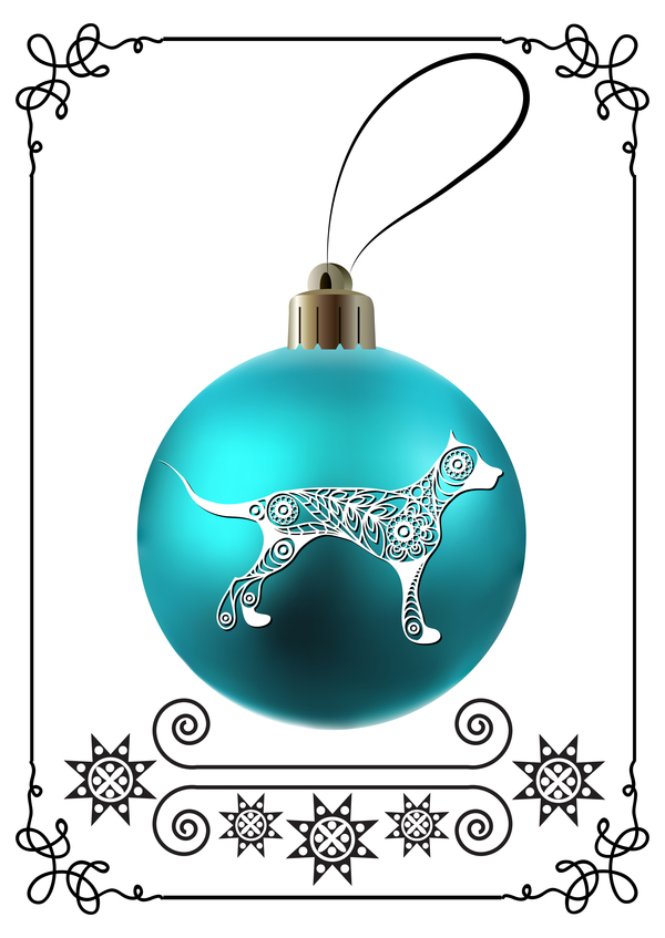 Weihnachten Rahmen Neu Jahr Hund blau ball 